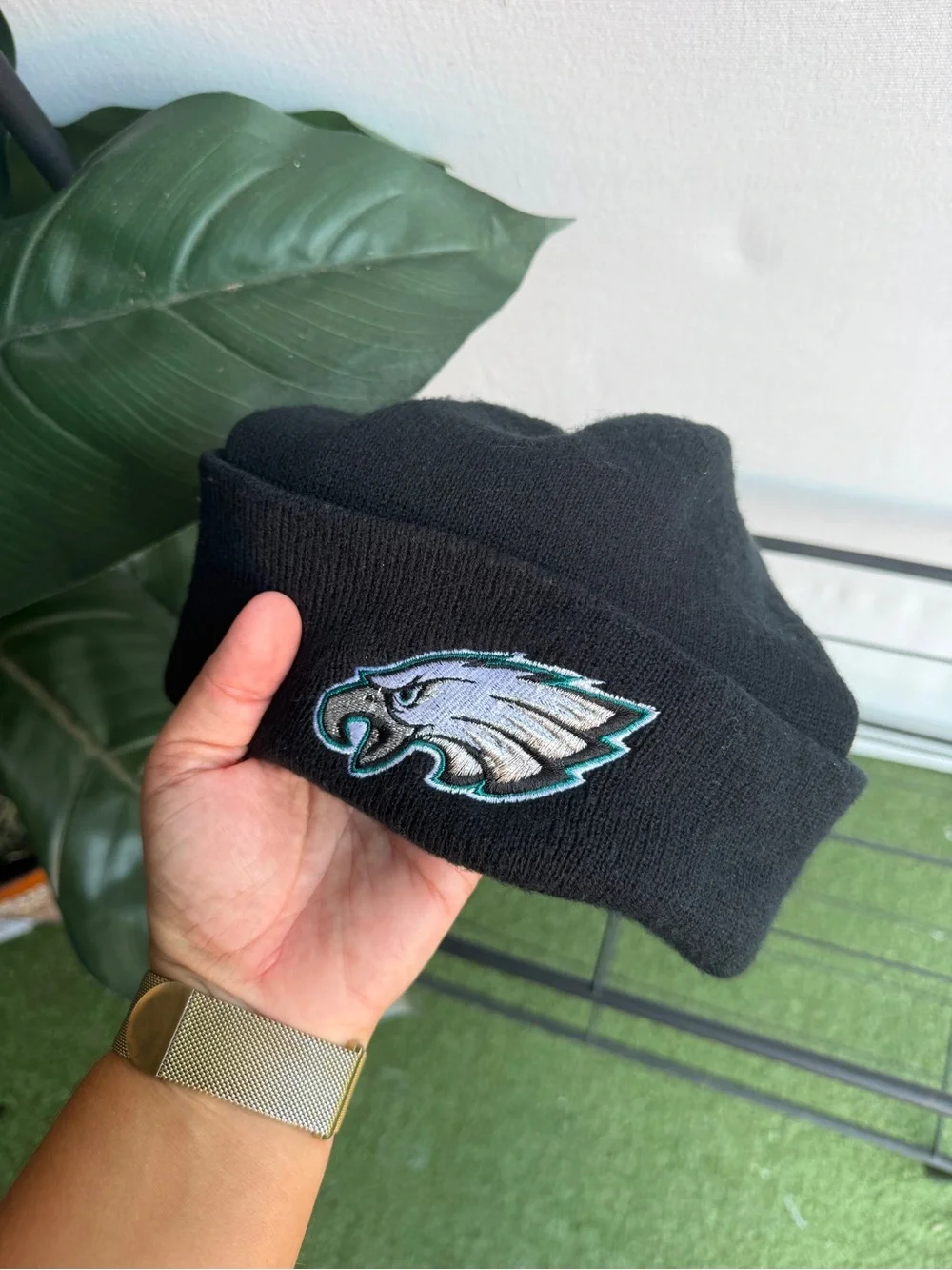 Seattle Seahawks Embroidered Patch Black Beanie
